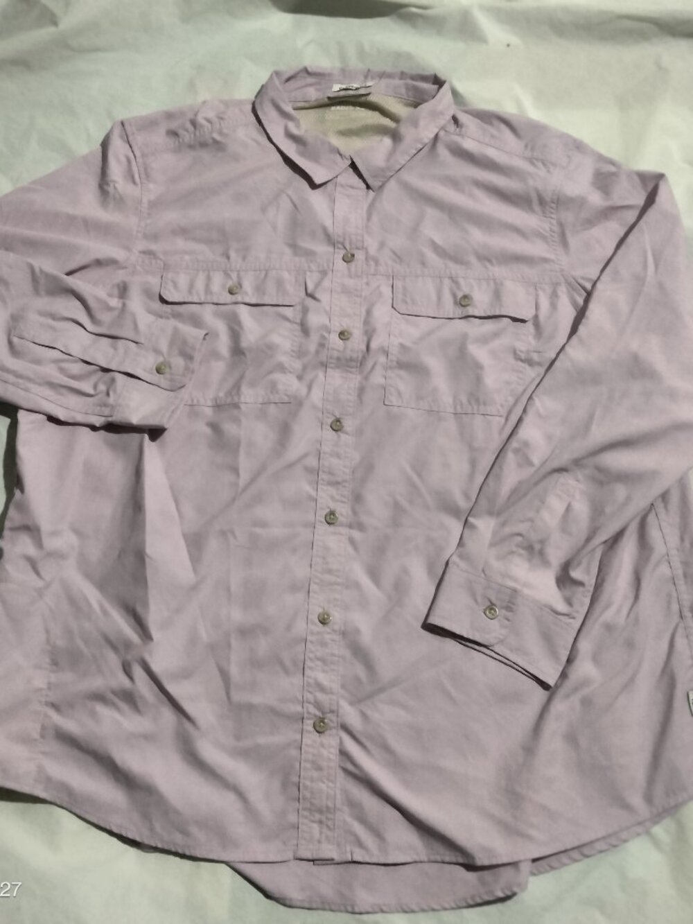 Eddie Bauer Mountain Ripstop Long Sleeve Top Shirt Purple Nylon Classic Fit XL